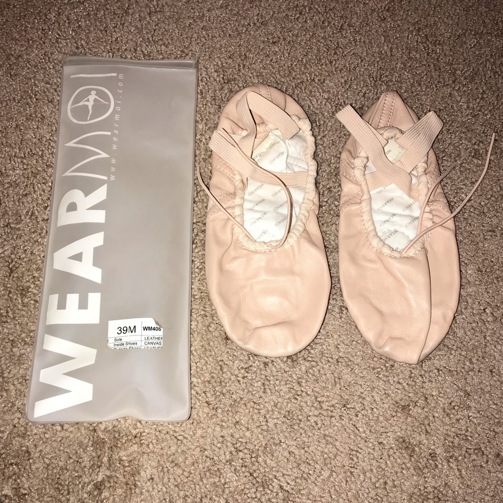 Wear Moi Pink Leather Demi-Point Ballet Shoes